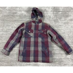 Levis Jacket Womens Large‎ Multicolor Flannel Plaid Hooded Full Zip Outdoor